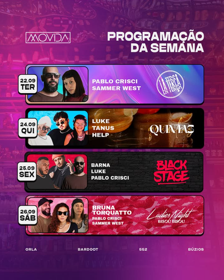 Movida - Programação da semana